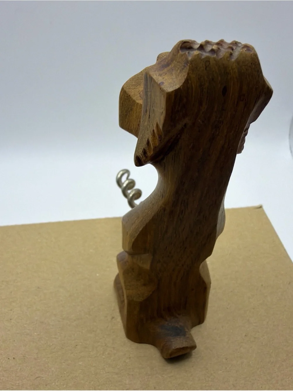 Vtg Naughty Novelty Wood Hand Carved Whizzing Dog Cork Screw